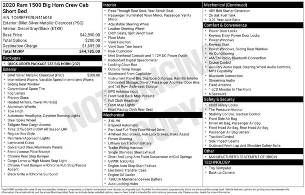 Used 2020 Ram 1500 Big Horn/Lone Star Truck