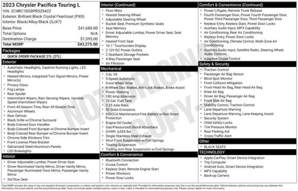 Used 2023 Chrysler Pacifica Touring L Minivan/Van