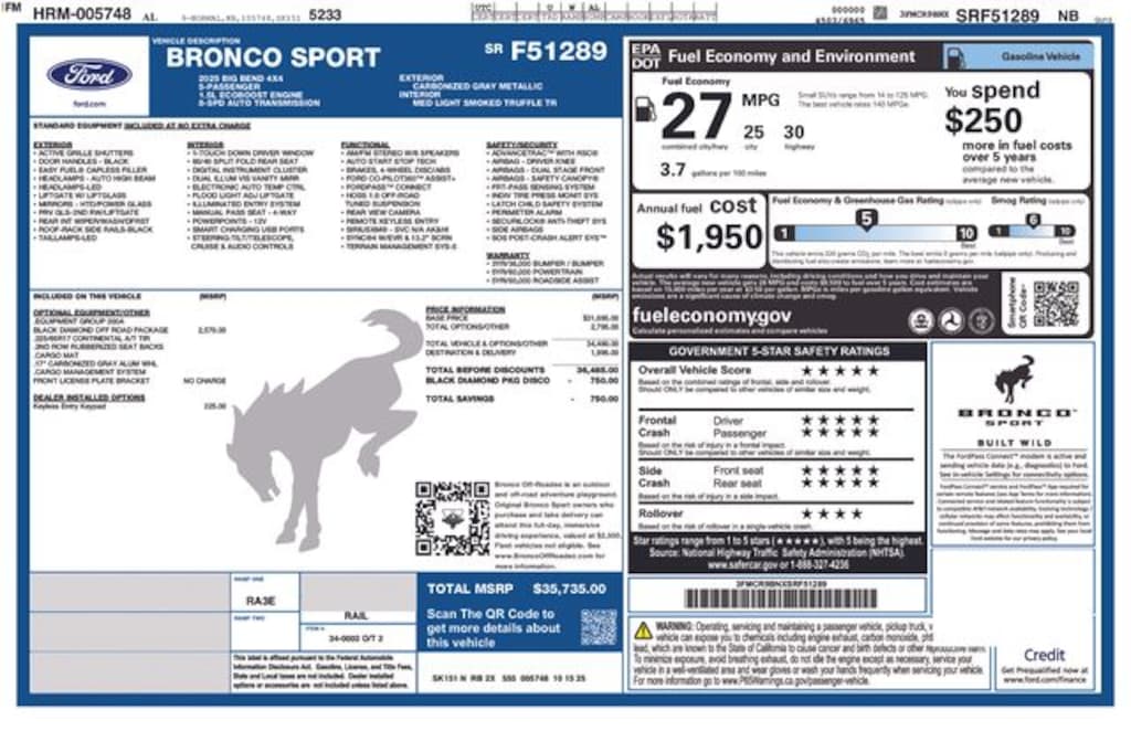 New 2025 Ford Bronco Sport Big Bend SUV