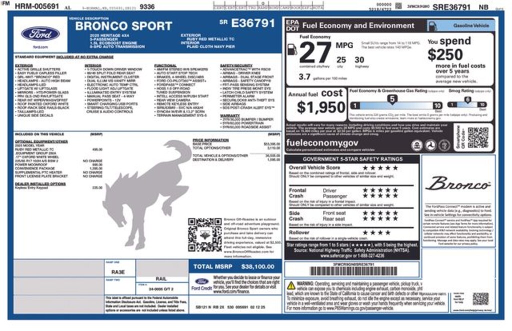 Certified 2025 Ford Bronco Sport Heritage SUV