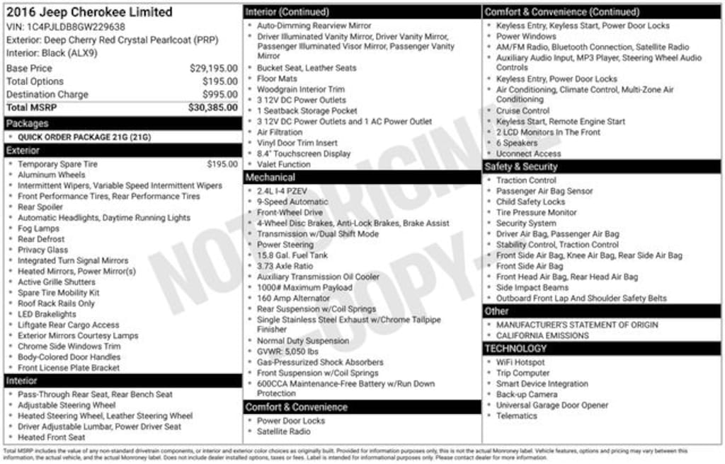 Used 2016 Jeep Cherokee Limited SUV