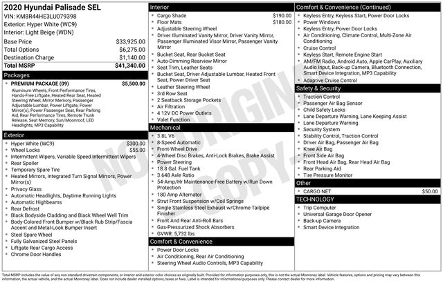 Used 2020 Hyundai Palisade SEL with VIN KM8R44HE3LU079398 for sale in Bay Minette, AL