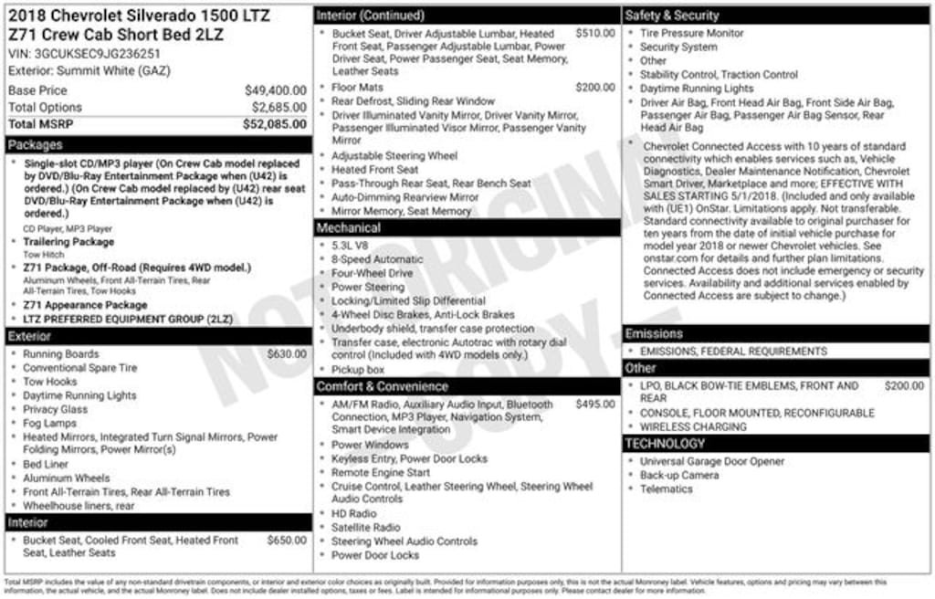 Used 2018 Chevrolet Silverado 1500 LTZ Truck