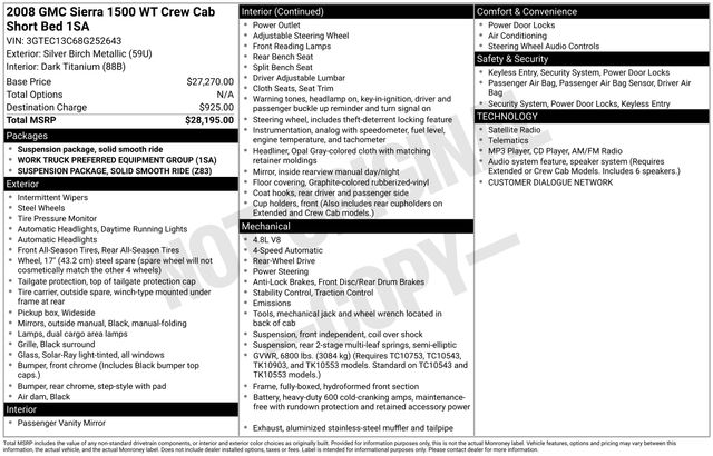 Used 2008 GMC Sierra 1500 Work Truck with VIN 3GTEC13C68G252643 for sale in Bay Minette, AL
