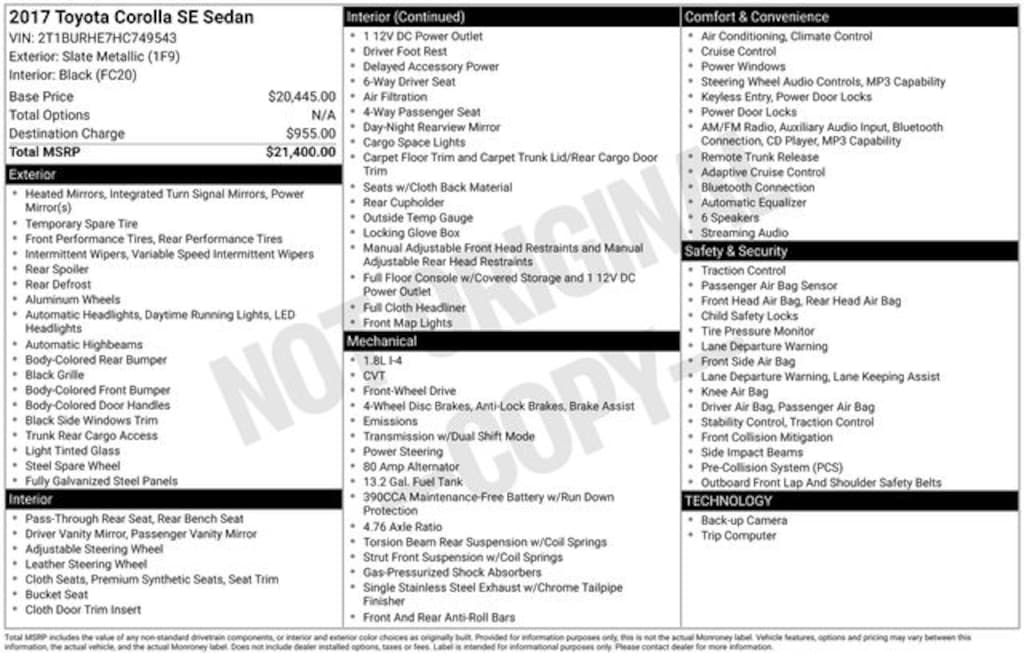 Used 2017 Toyota Corolla SE Sedan