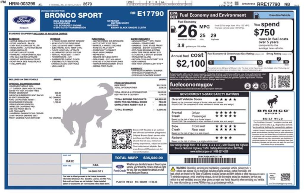 Certified 2024 Ford Bronco Sport Big Bend SUV