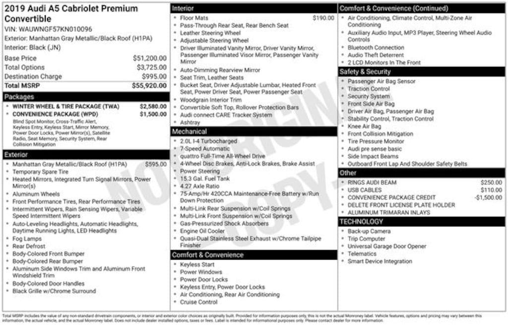 Used 2019 Audi A5 2.0T Premium Convertible