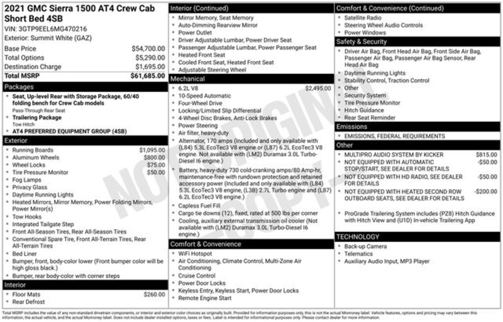 Used 2021 GMC Sierra 1500 AT4 Truck