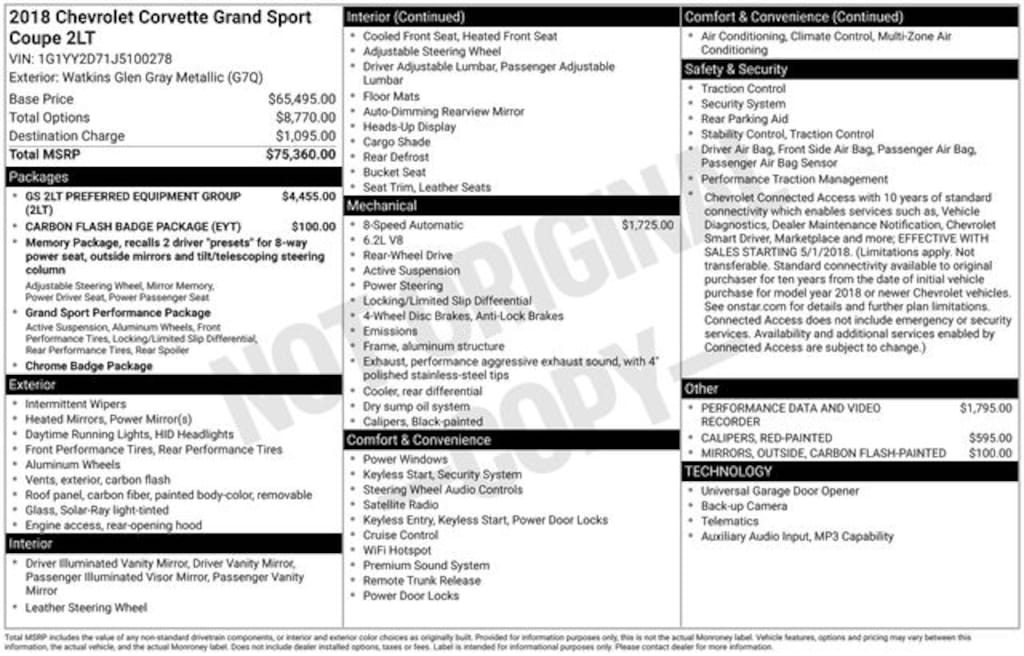 Used 2018 Chevrolet Corvette Grand Sport Coupe