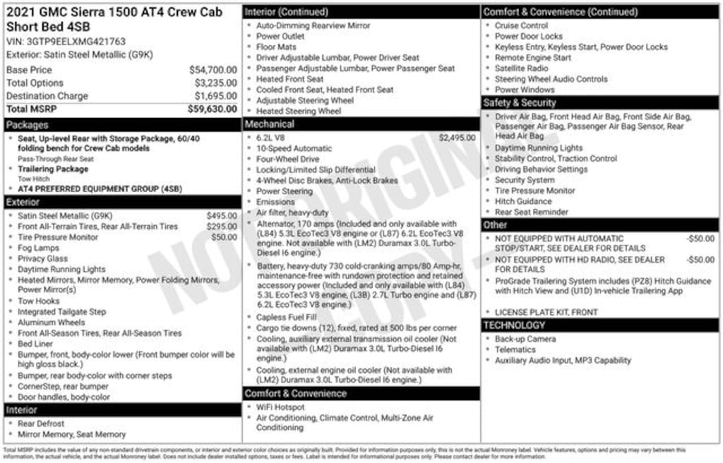 Used 2021 GMC Sierra 1500 AT4 Truck