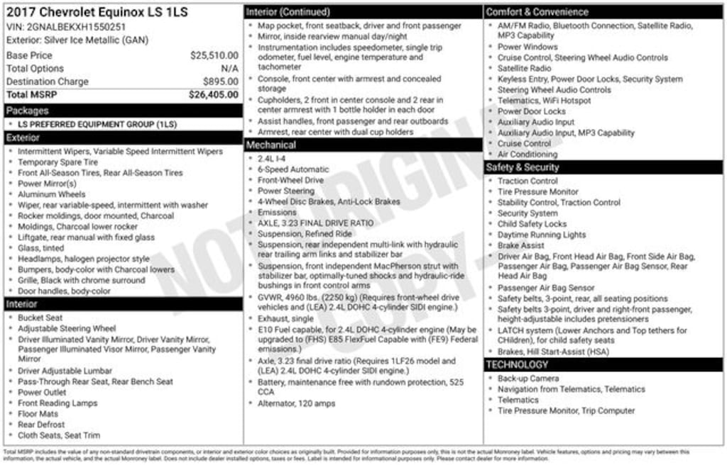 Used 2017 Chevrolet Equinox LS SUV