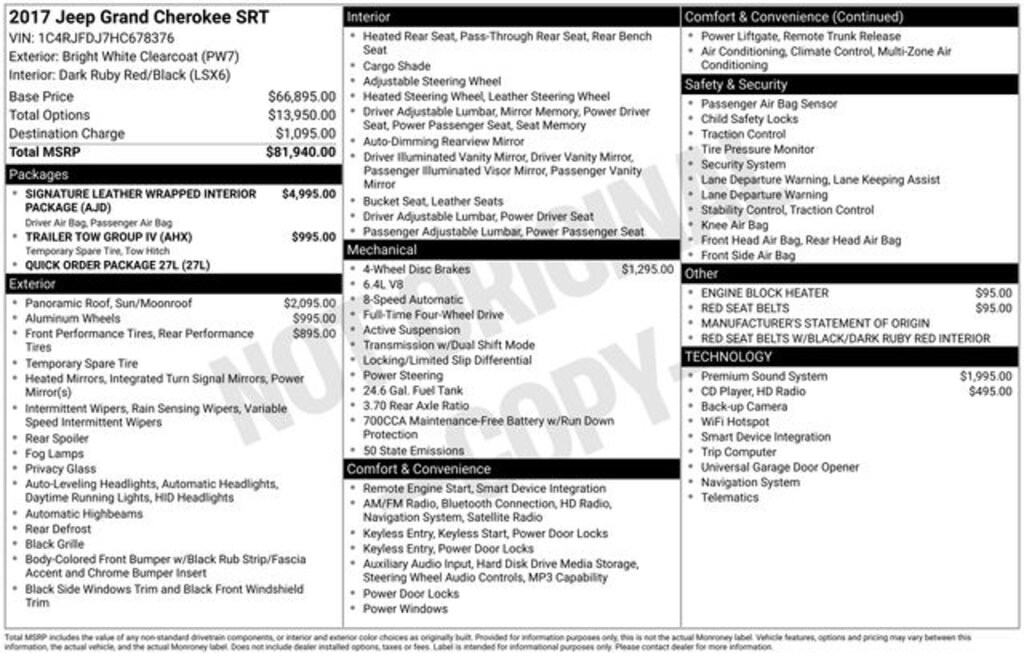 Used 2017 Jeep Grand Cherokee SRT SUV