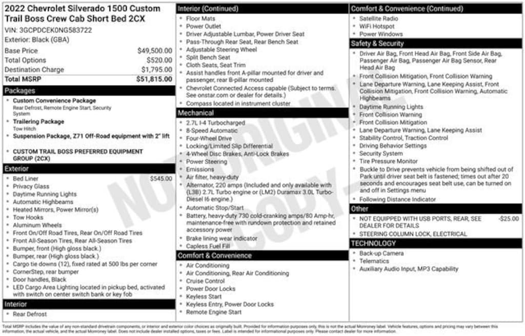 Used 2022 Chevrolet Silverado 1500 Custom Trail Boss Truck