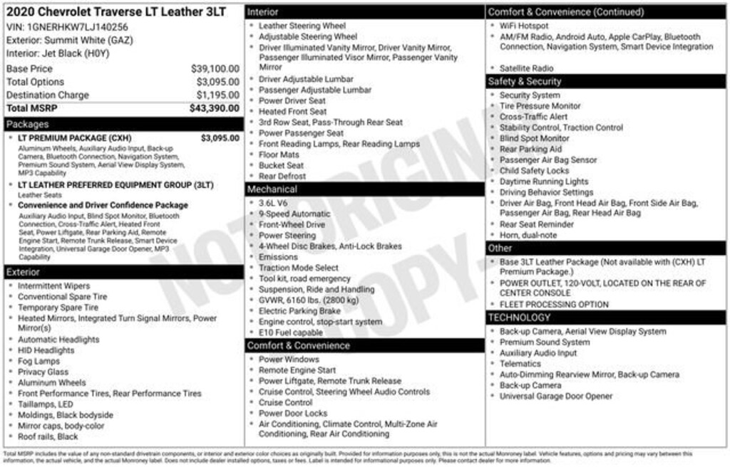 Used 2020 Chevrolet Traverse LT Leather SUV