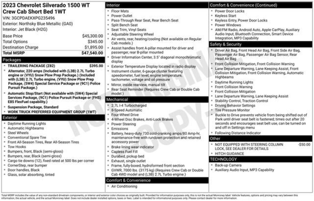 Used 2023 Chevrolet Silverado 1500 WT Truck