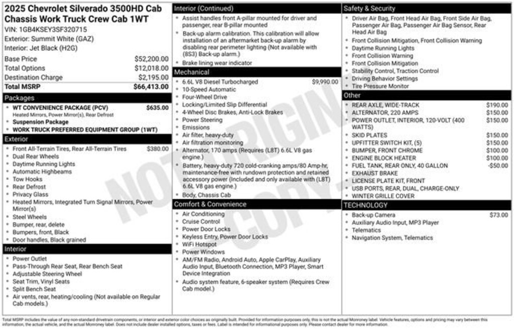 New 2025 Chevrolet Silverado 3500 HD Chassis Cab Work Truck Truck