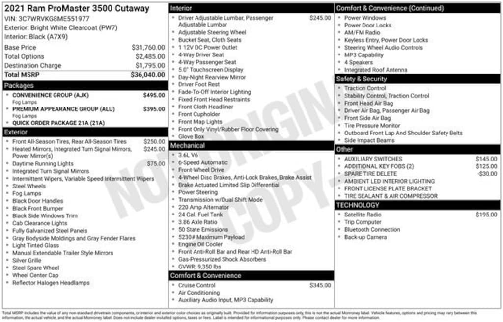 Used 2021 Ram Promaster Cutaway