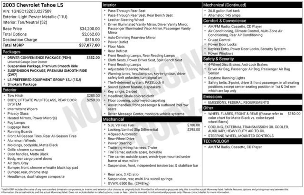 Used 2003 Chevrolet Tahoe LS SUV