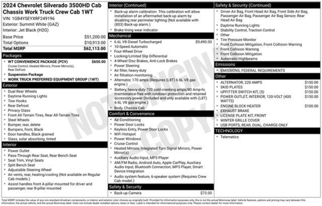 Used 2024 Chevrolet Silverado 3500 HD Chassis Cab Work Truck Chassis Cab Truck