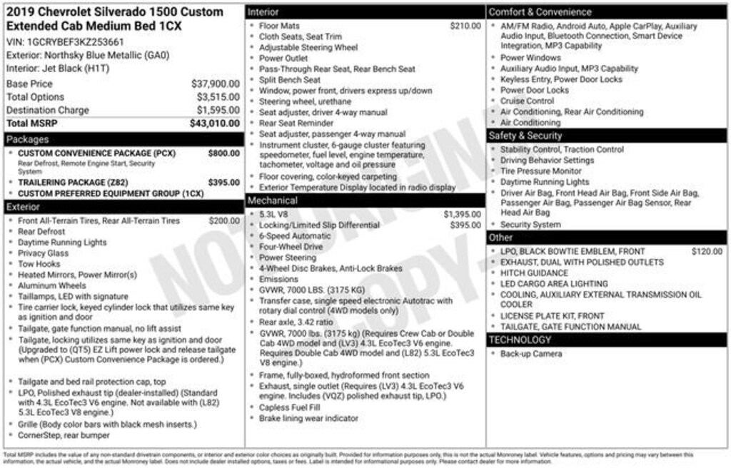 Used 2019 Chevrolet Silverado 1500 Custom Truck