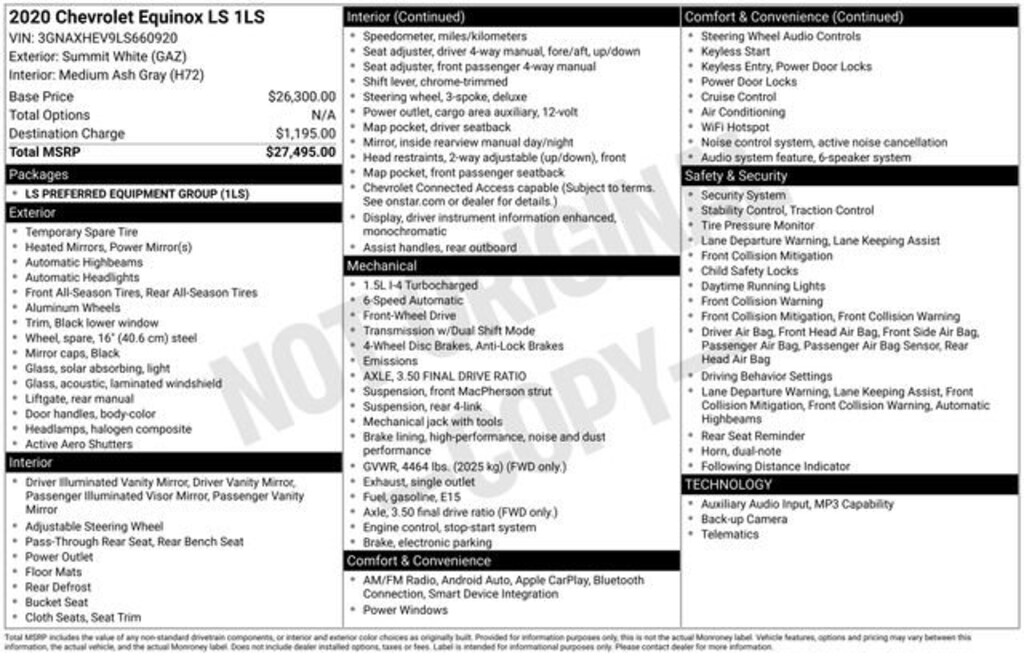 Used 2020 Chevrolet Equinox LS SUV