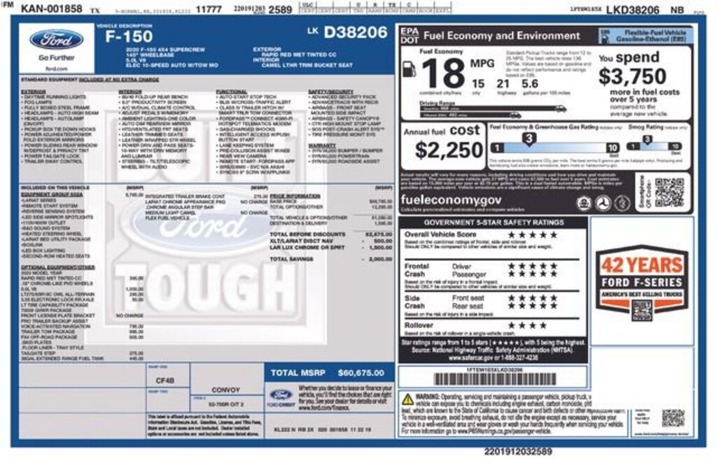 Used 2020 Ford F-150 Lariat Truck