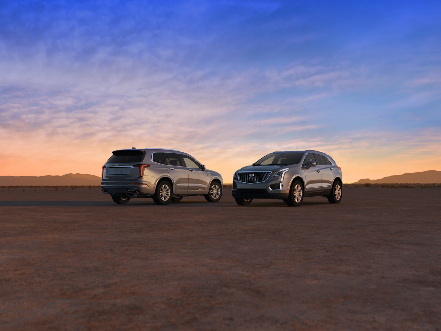 Cadillac XT5 Two grey 2025 Cadillac XT5 one next to the other