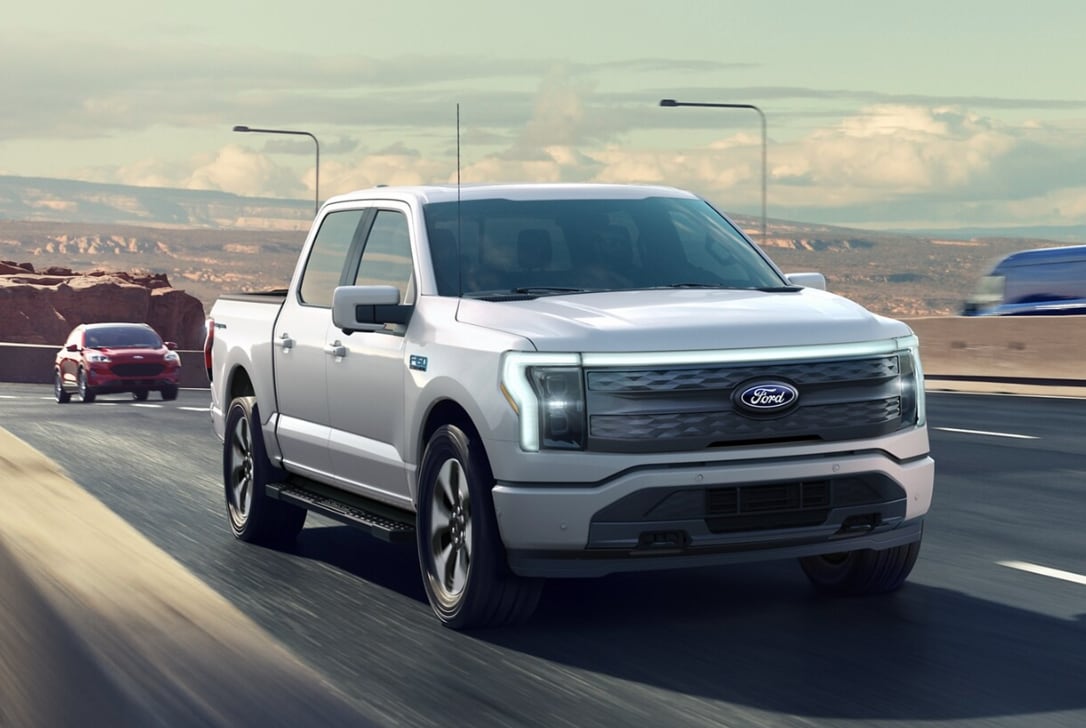 F-150 Lightning Driving down the Highway