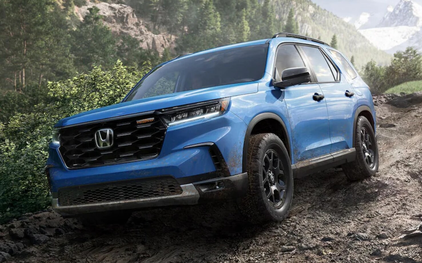 Honda Pilot Driving in a wooded area