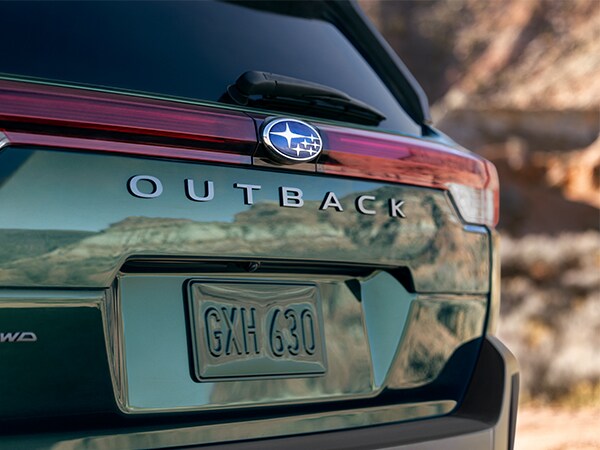  Rear window of a 2026 Subaru Green Outback