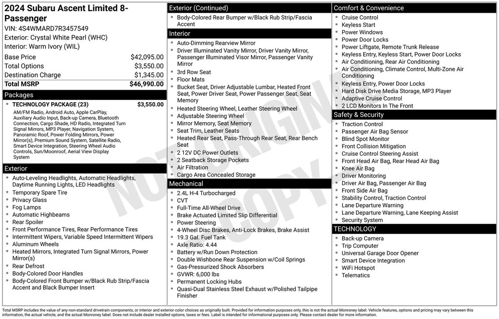 Used 2024 Subaru Ascent Limited 8-Passenger SUV