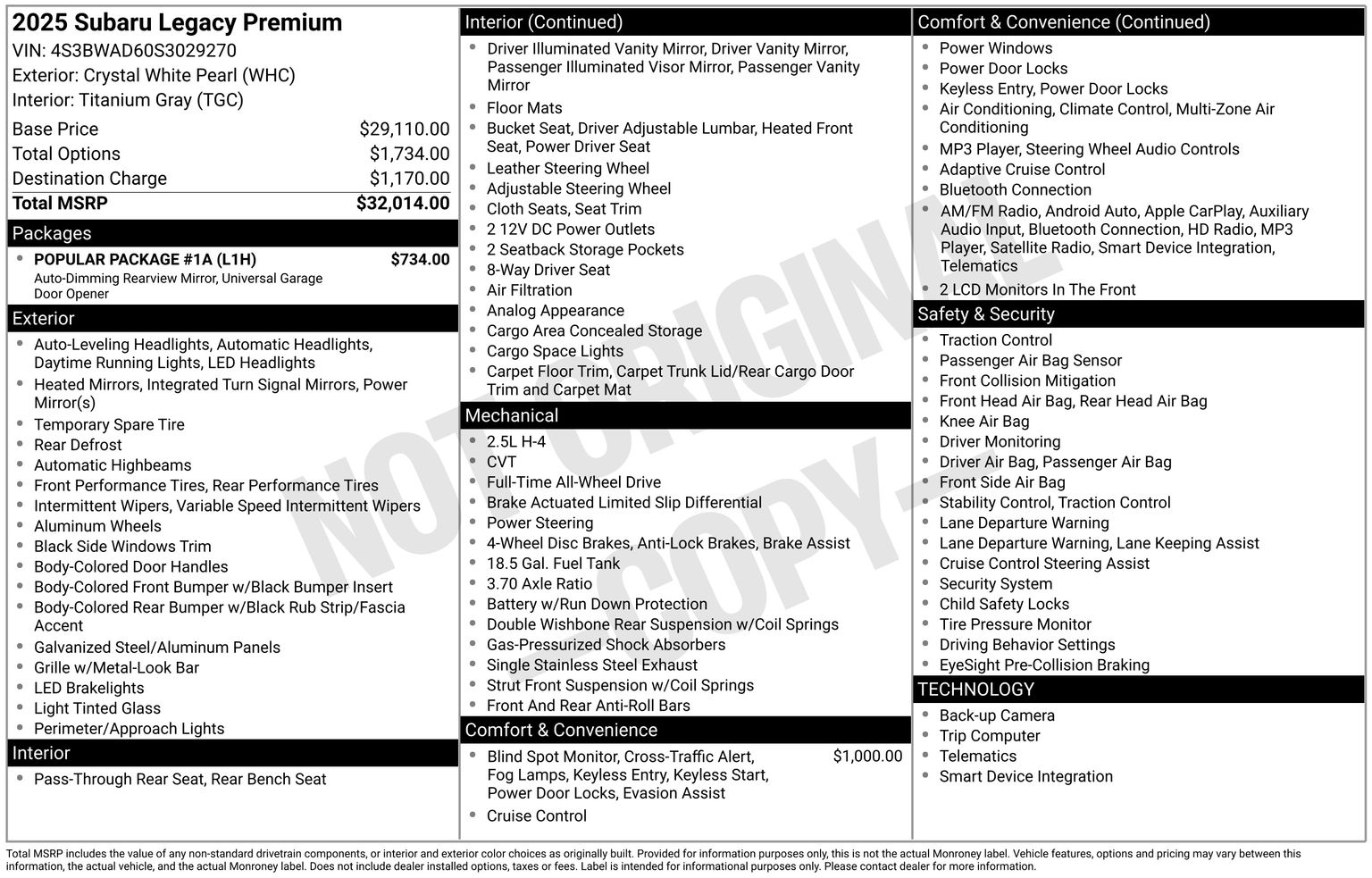2025 Subaru Legacy Premium - Photo 15