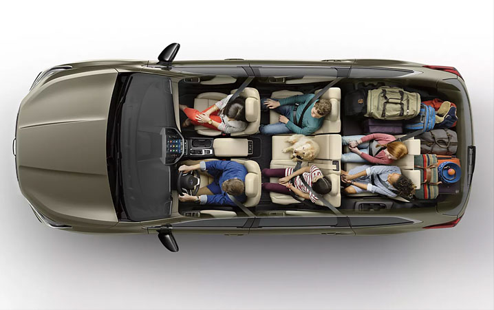 spacious connected and comfortable 3-row suv interior