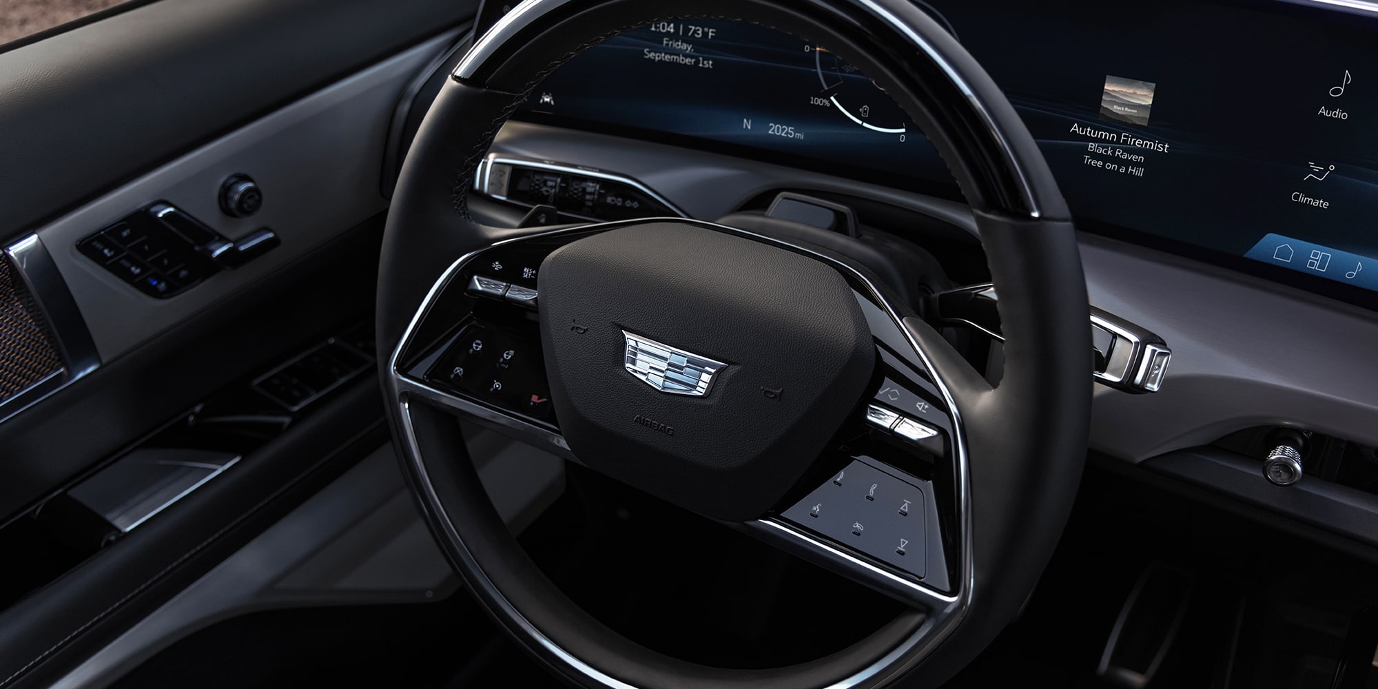 Steering wheel view of the new Cadillac VISTIQ