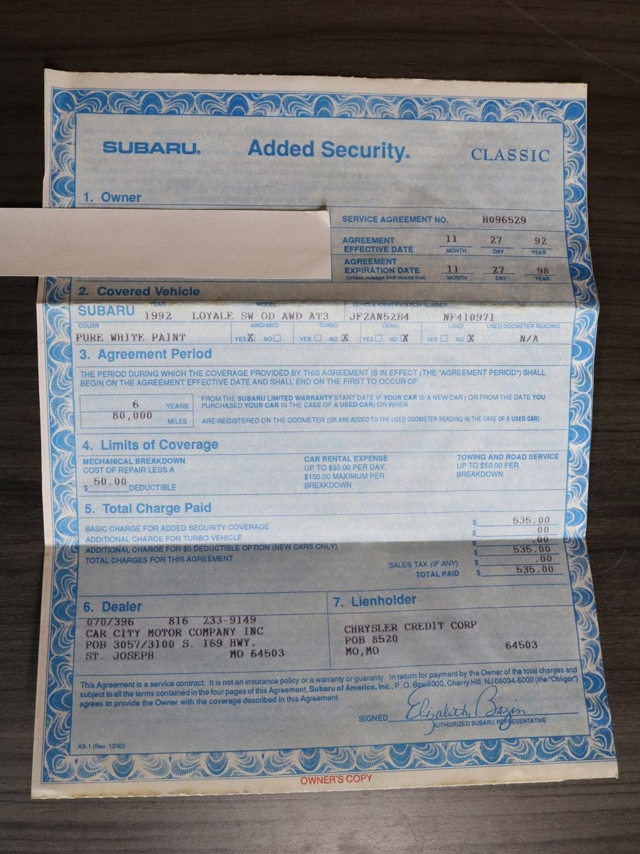 1992 Subaru Loyale 52