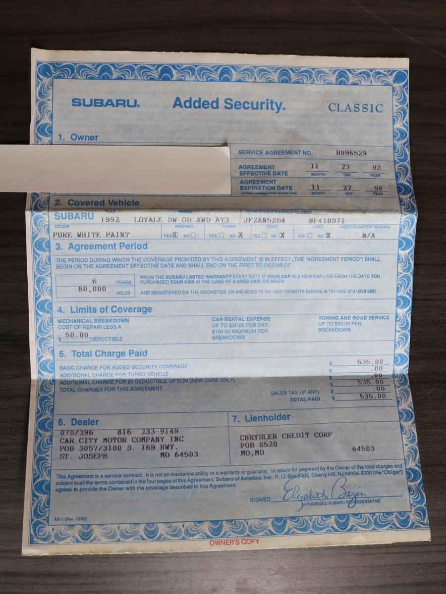 1992 Subaru Loyale 110