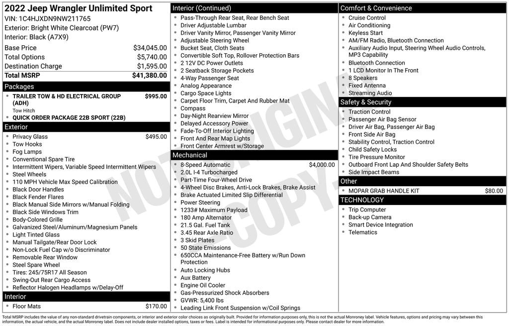 Used 2022 Jeep Wrangler Unlimited Sport