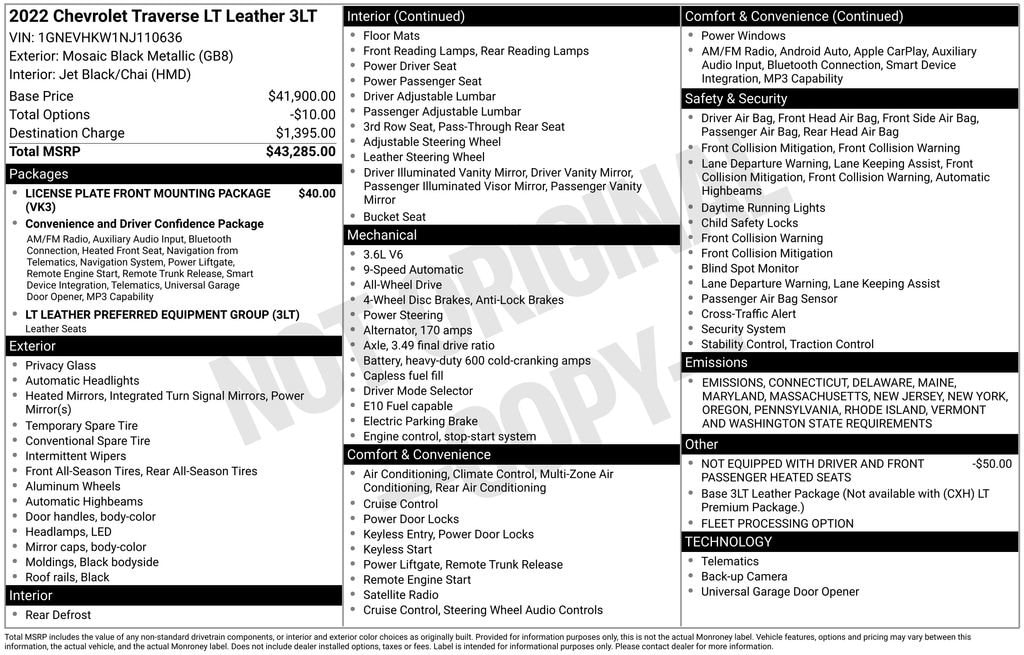 Used 2022 Chevrolet Traverse LT Leather SUV