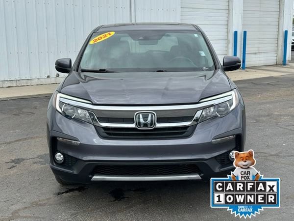 Used 2021 Honda Pilot EX-L with VIN 5FNYF6H57MB097015 for sale in Lake City, MI