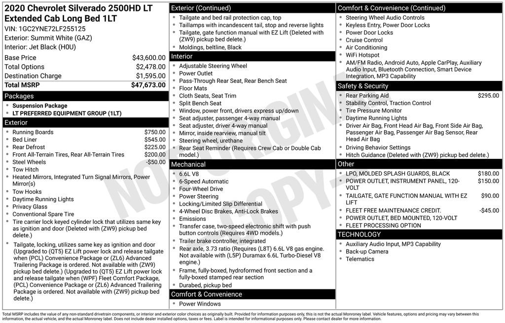 Used 2020 Chevrolet Silverado 2500 HD LT Truck