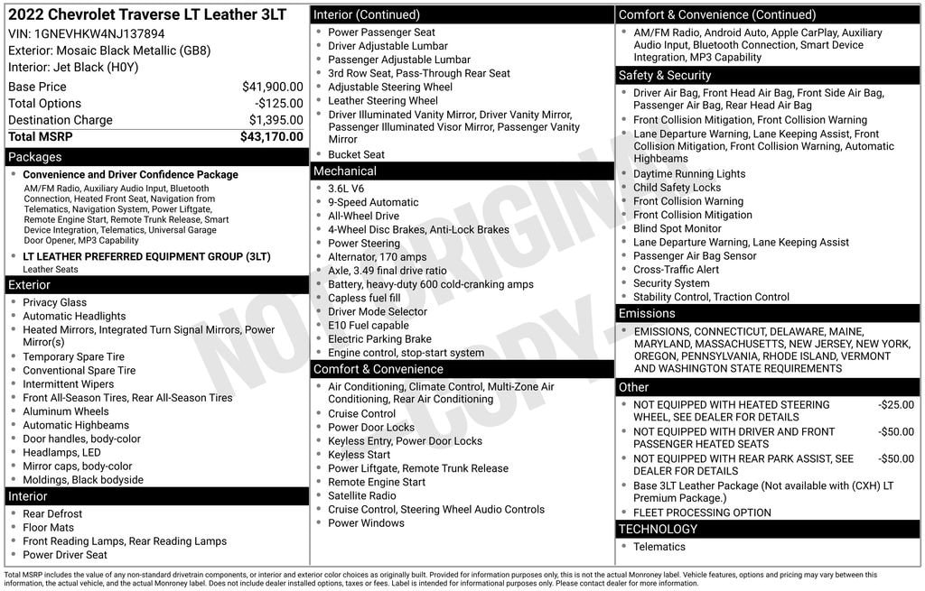 Used 2022 Chevrolet Traverse LT Leather SUV