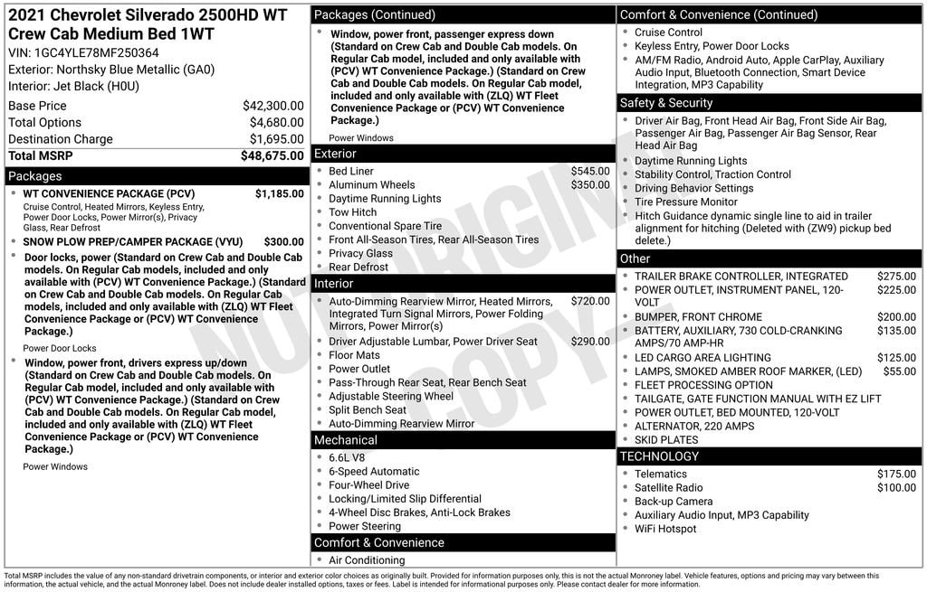 Used 2021 Chevrolet Silverado 2500 HD Work Truck Truck