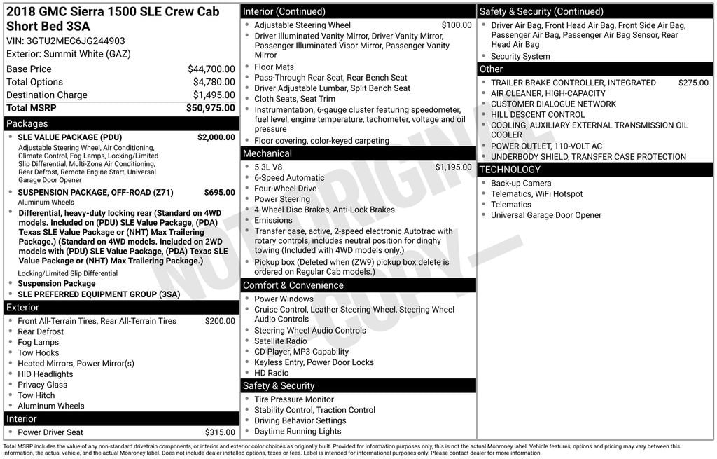 Used 2018 GMC Sierra 1500 SLE Truck