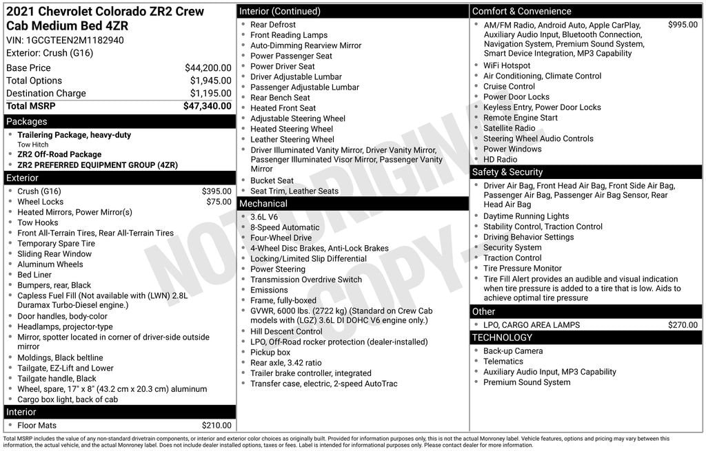 Used 2021 Chevrolet Colorado ZR2 Truck