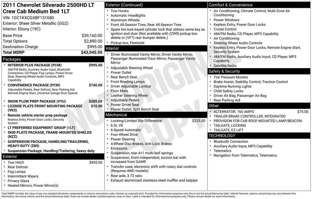 Used 2011 Chevrolet Silverado 2500 HD LT Truck