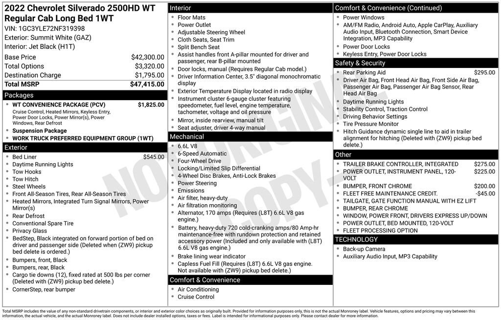 Used 2022 Chevrolet Silverado 2500 HD WT Truck