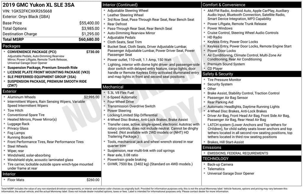 Used 2019 GMC Yukon XL SLE SUV