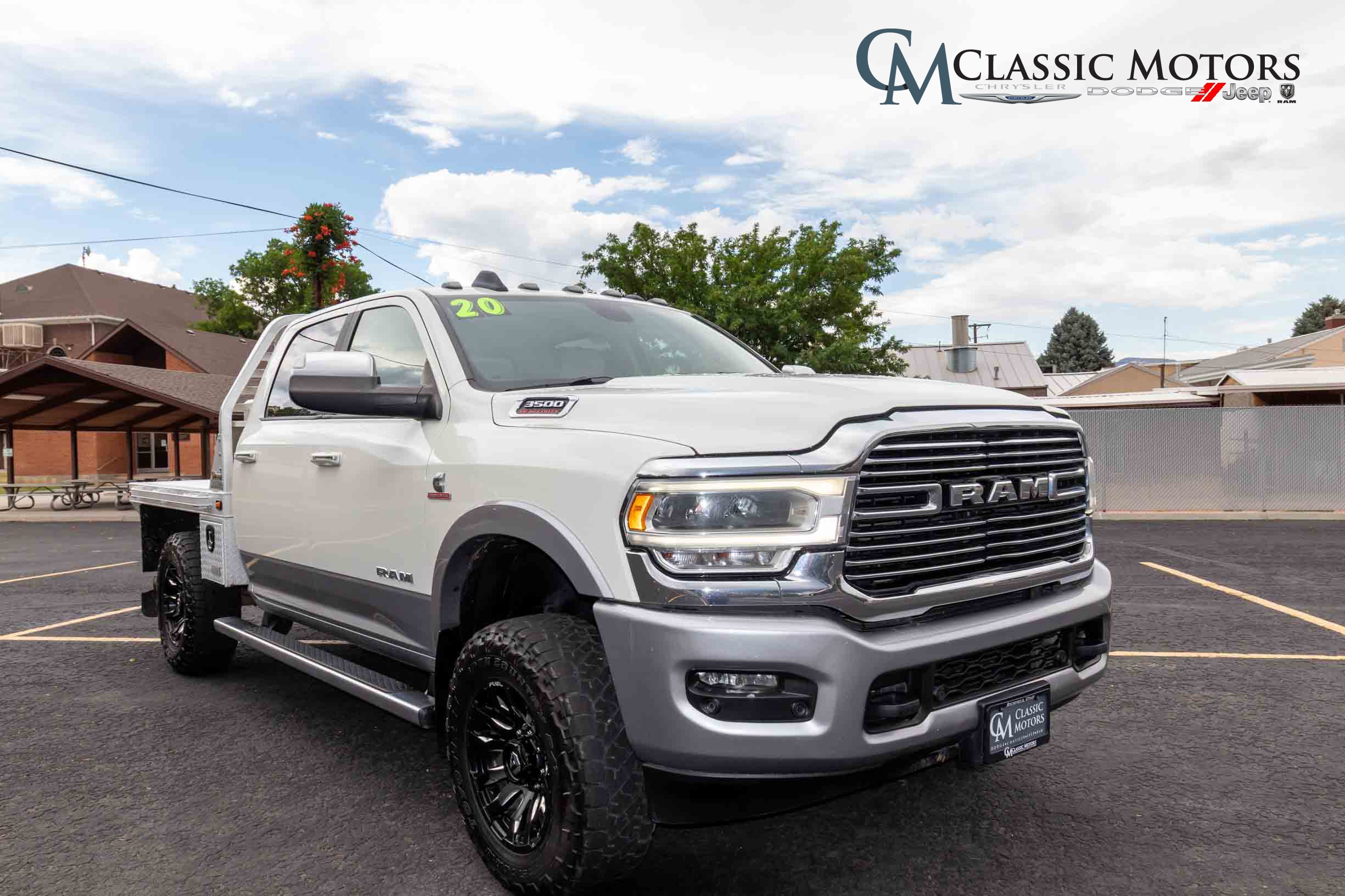 Pearl White 2020 RAM 3500 Pickup Truck Four-Wheel Drive 6-Speed Automatic