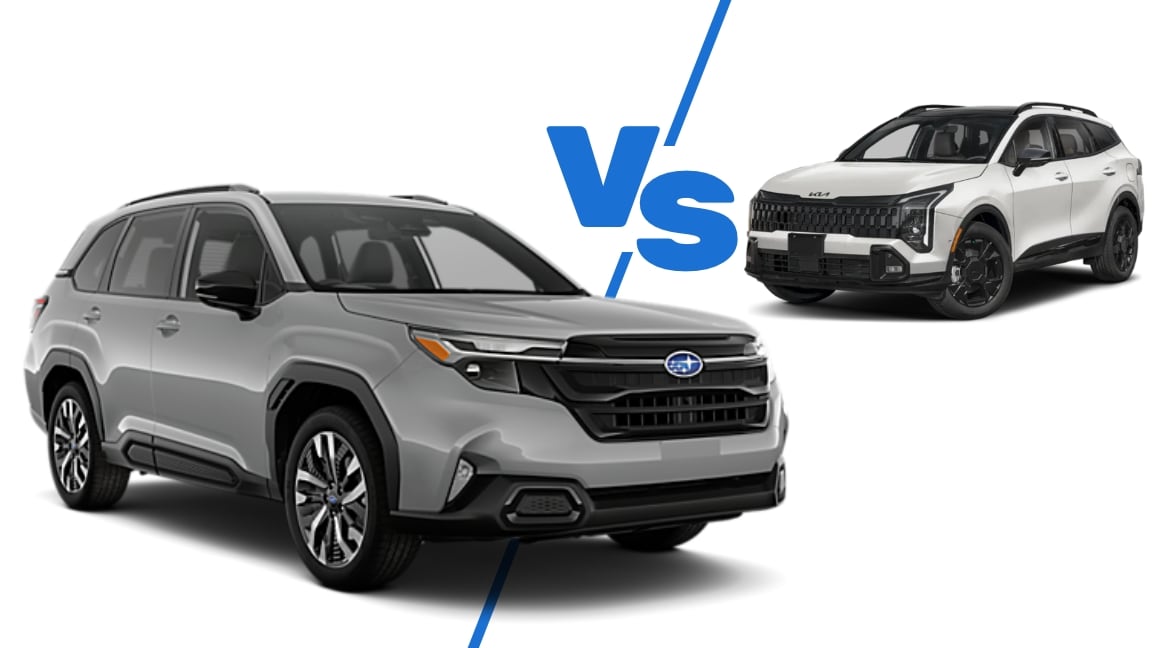 Subaru Forester and Kia Sportage shown side by side for comparison
