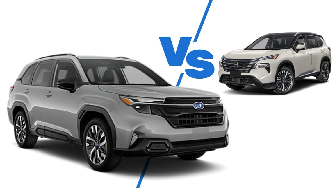 Subaru Forester and Nissan Rogue shown side by side for comparison